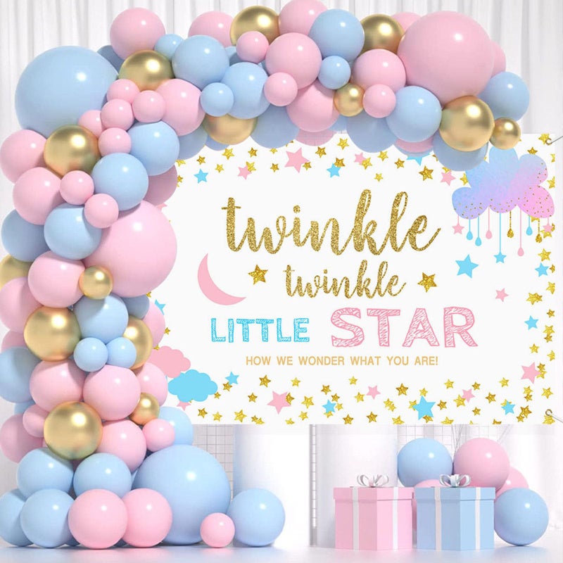 Mocsicka Twinkle Star Gender Reveal Party Decoration Boy or Girl Gender Reveal Backdrop Twinkle Twinkle Little Star Banner Party Supplies(White,7x5ft) - Image 4